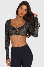 Oh Polly Tops Scout Crop Top Dentelle Noir Stretch