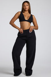 Oh Polly bralette col V polaire noire bretelles réglables