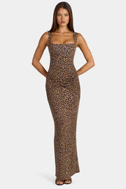 Oh Polly Robe maxi Elenna col carré léopard modal