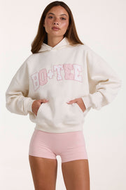 Oh Polly Oversized Applique Hoodie sweat femme ivoire BT11301
