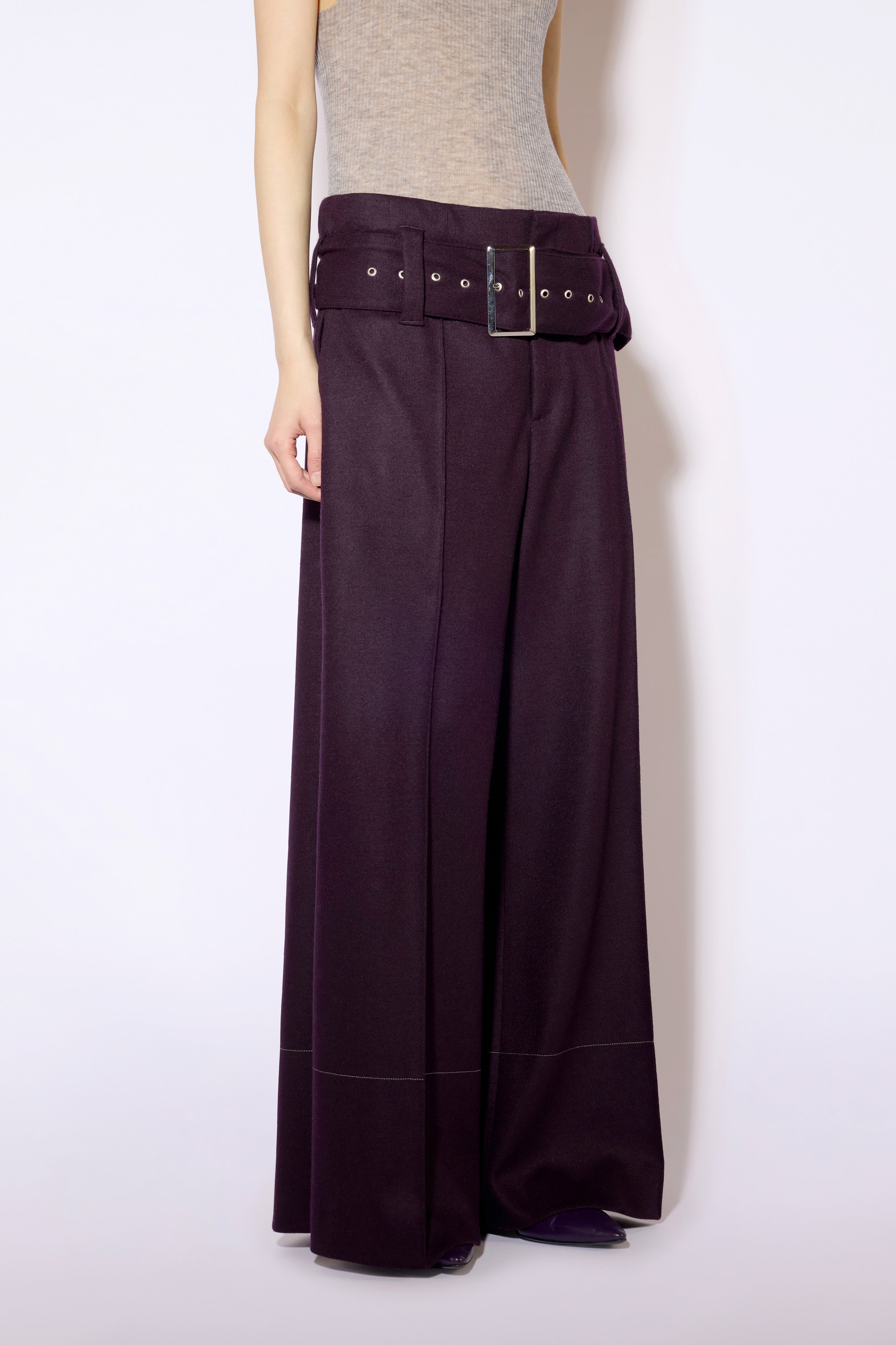 Liviana Conti Chris pantalon palazzo myrtille cachemire