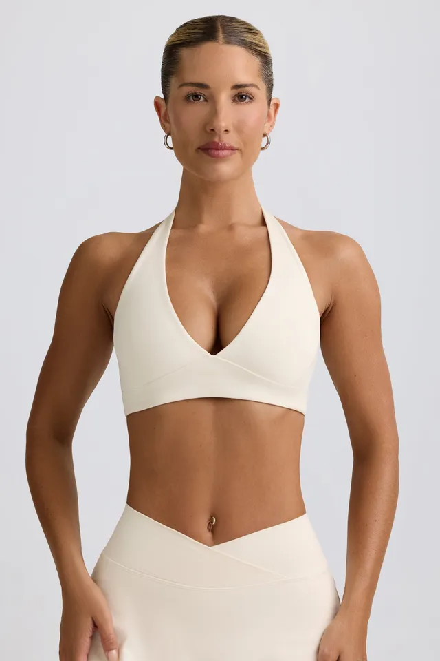 Bo+Tee brassiere sport vanille col V maintien leger