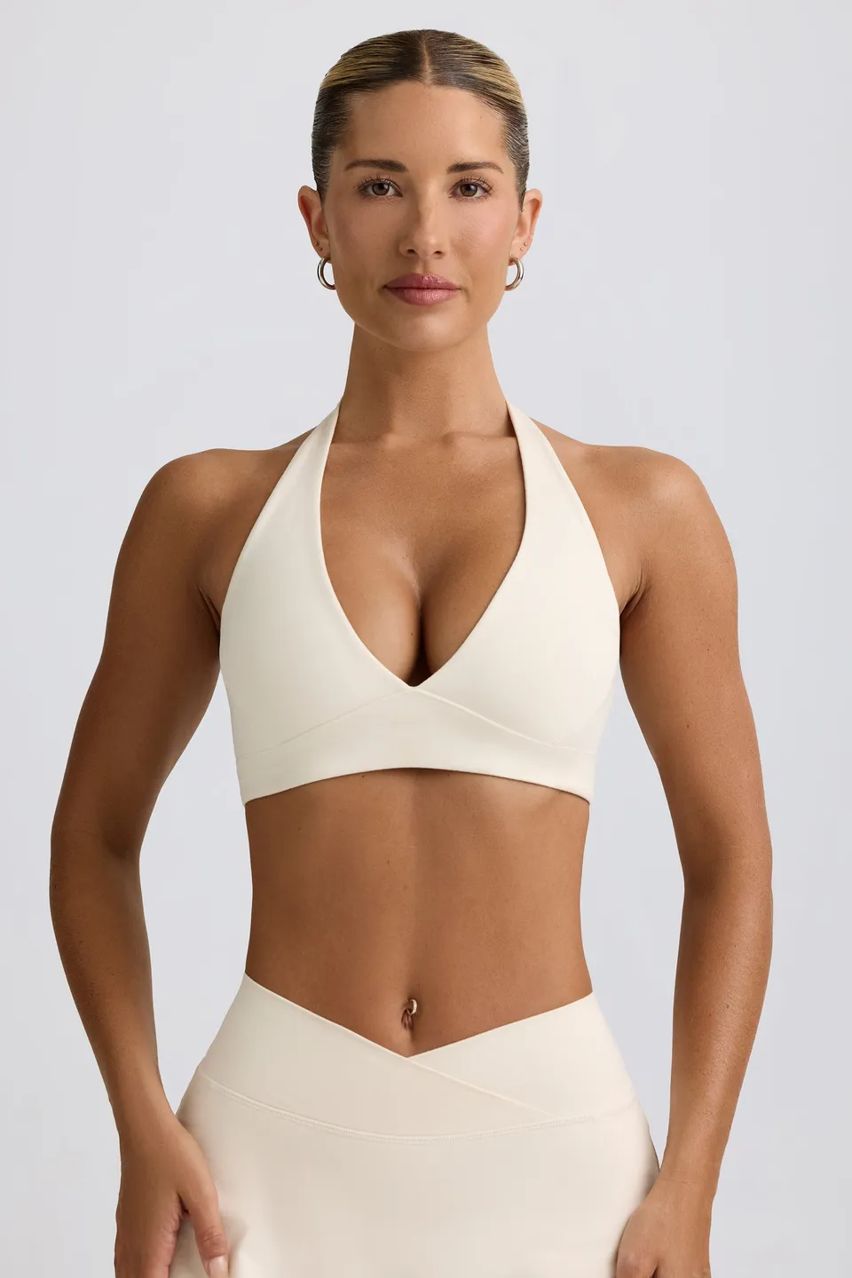 Bo+Tee brassiere sport vanille col V maintien leger