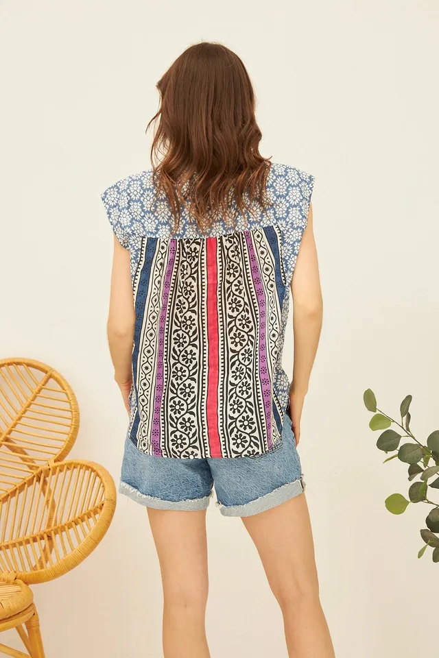 Chicosoleil Marty top coton bleu Batik of Love