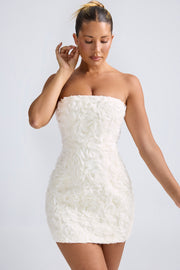 Oh Polly Azaelea robe mini bustier blanche satin fleurs