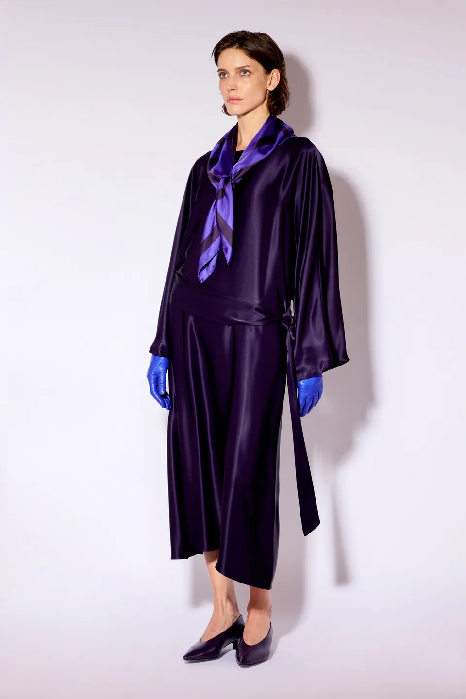 Liviana Conti Artemide robe midi satin myrtille 42