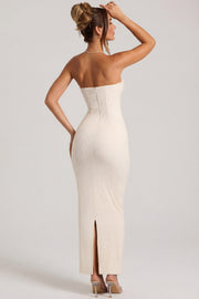 Oh Polly Palermo Robe Maxi Bustier Neige perlée