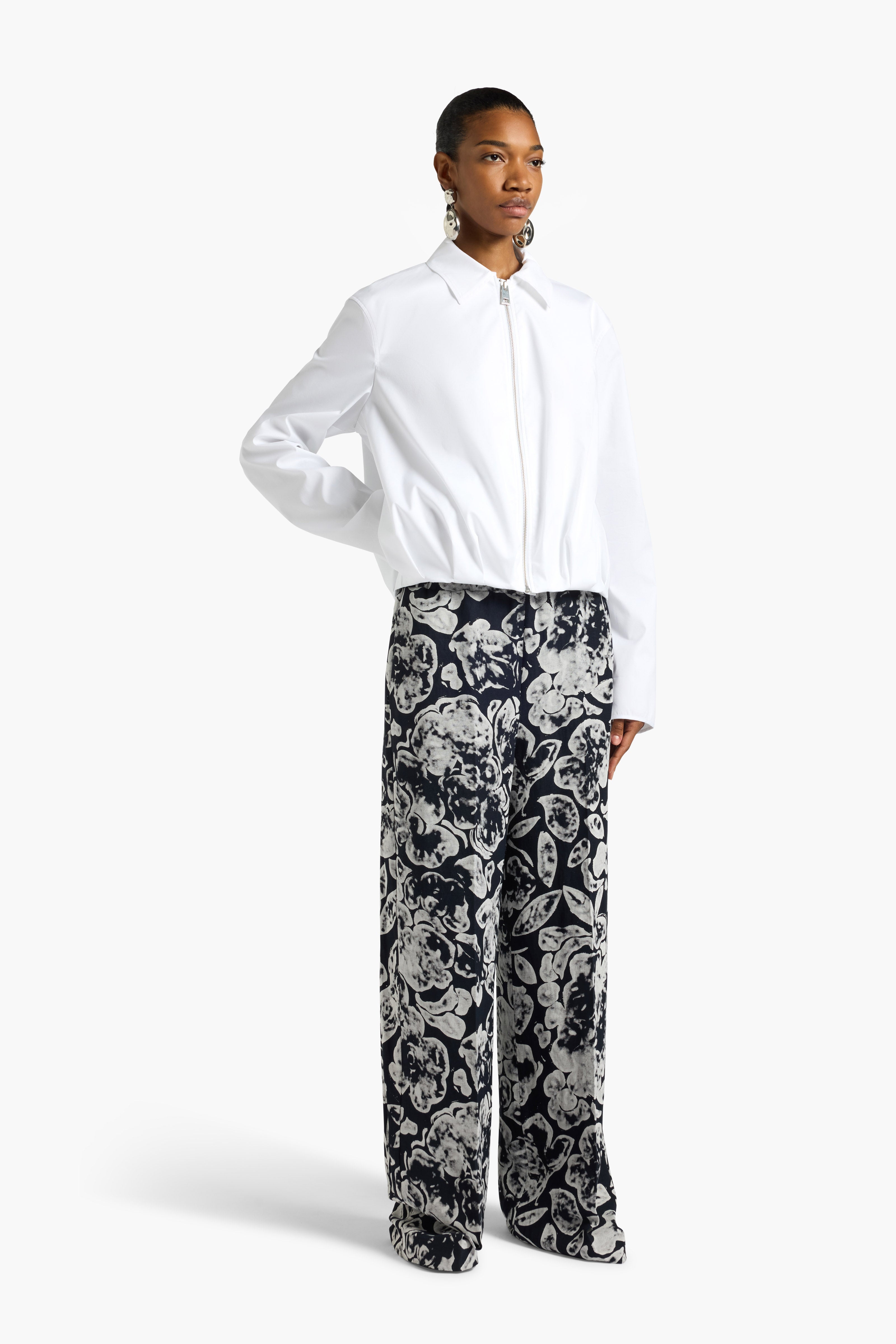 Liviana Conti Roy pantalon palazzo imprimé notte ecru lin