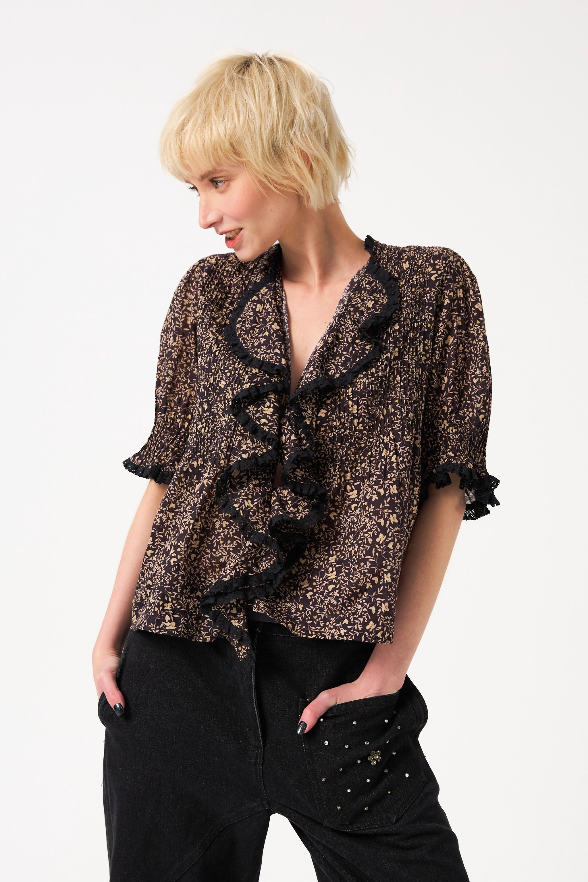 Chicosoleil Reiko chemisier coton black liberty