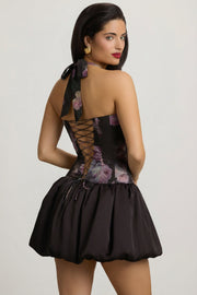 Oh Polly Nanala robe mini halter noir floral bubble lacée