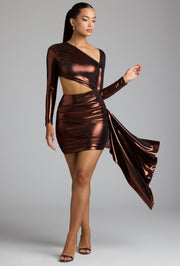 Oh Polly Dresses Nasira robe mini cuivre bronze métallisée
