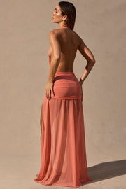 Oh Polly Anaya NS14805 maxi robe corail décolleté cowl