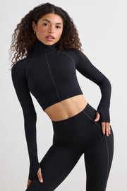 Oh Polly Bo+Tee top court noir col montant sport