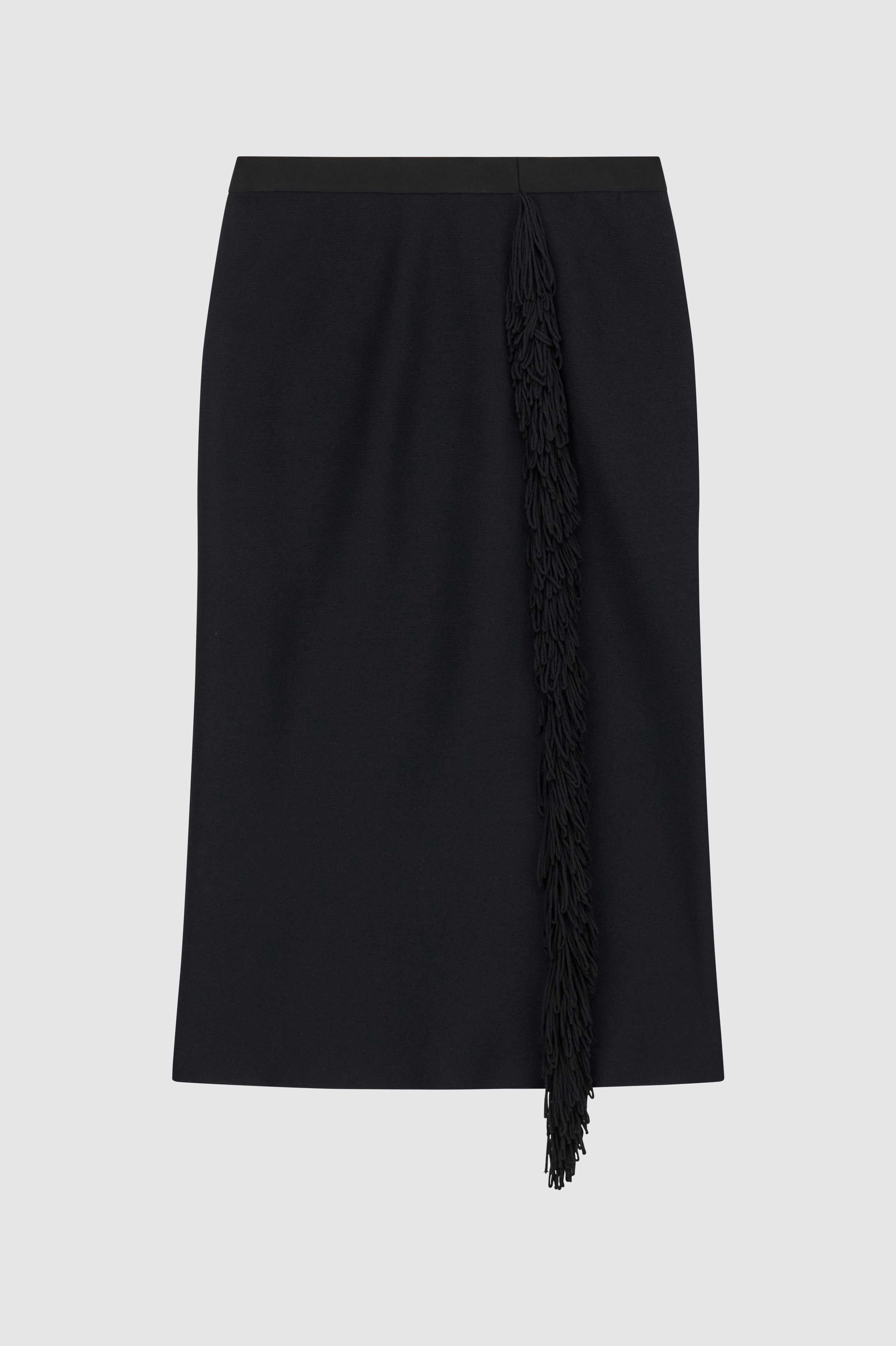 Liviana Conti Ayala jupe midi noire franges stretch