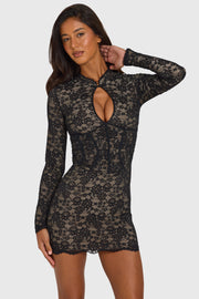 Oh Polly Dresses Zorra robe mini dentelle noire