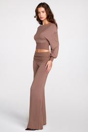 Oh Polly Thea pantalon droit modal marron mocha