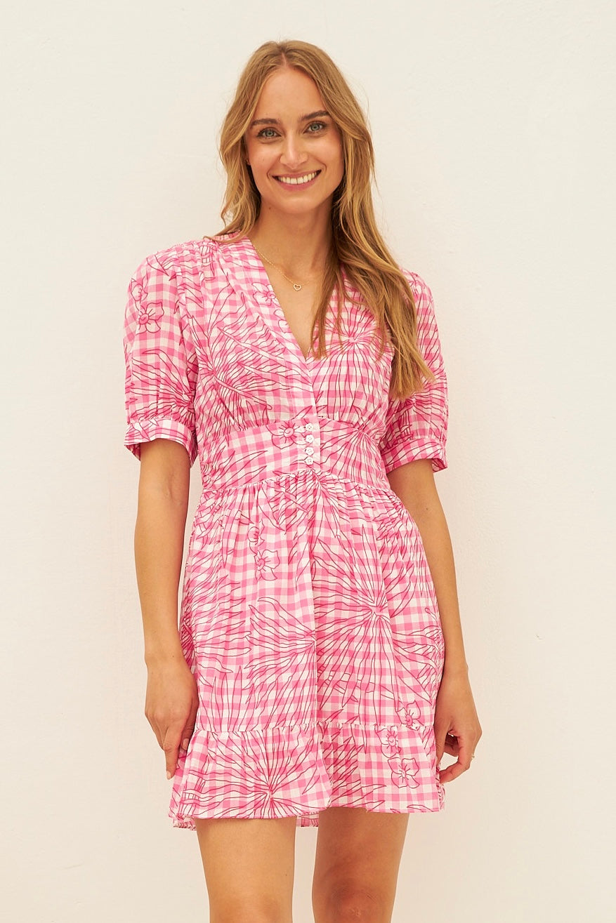 Chicosoleil Alexia robe coton Vichy Bohème Rose