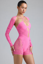 Oh Polly Melody combishort strass rose bonbon dentelle 8172
