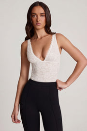 Oh Polly Zayla Body Dentelle Blanc Col Plongeant