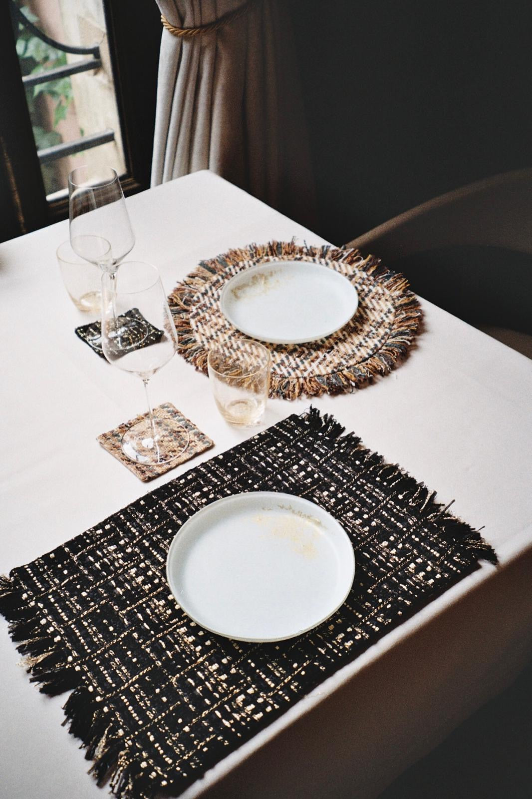 The Ethiquette Round Placemat set table tweed 35cm