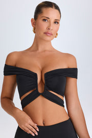 Oh Polly Tops Zene crop top noir cut-out bodycon