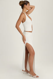 Oh Polly Skirts Jupe Maxi Cedara Blanche Fendue Stretch