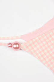 Oh Polly Vaia bas bikini string rose vichy à nouer perles