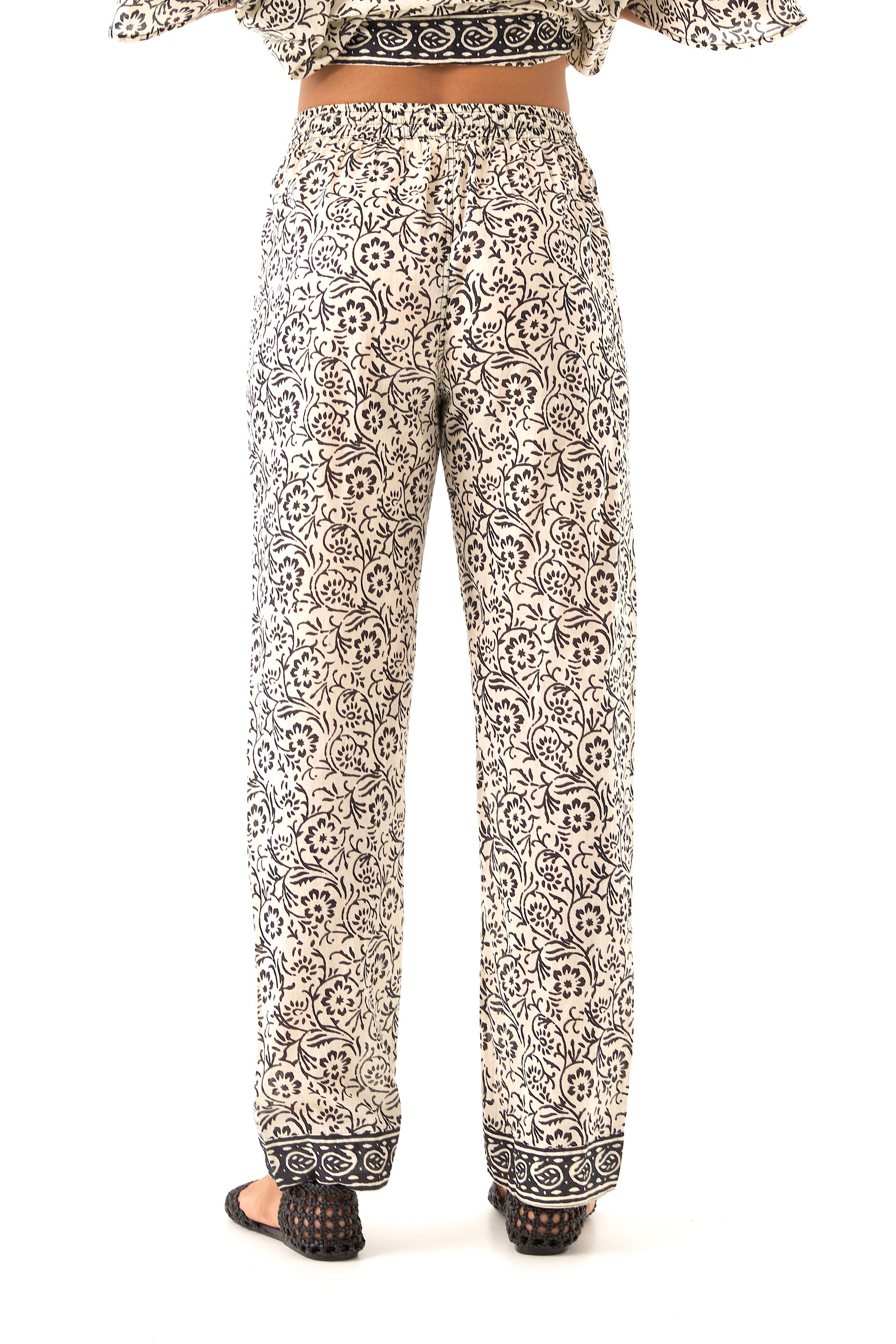 Chicosoleil Bernie pantalon fluide fleur de tiaré coton