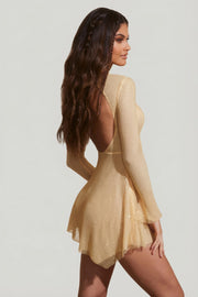 Oh Polly Embellished Mini Robe Dixie Gold Dos Nu