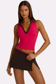 Oh Polly Bo+Tee Soft Active Collared Tank Top débardeur rose fuchsia