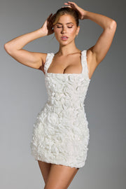 Oh Polly Posy 8329 robe corset mini blanche fleurs satin