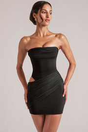 Oh Polly Bandeau Bodycon Mini Robe Noire Drapée