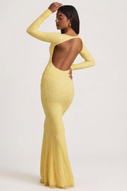 Oh Polly Tarini 14103 robe longue jaune pastel dentelle
