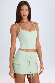 Oh Polly Mali 9414 mini jupe cargo verte à lacets