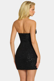 Oh Polly Basel mini robe bustier noire perlée