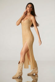 Oh Polly Embellished Lyric robe longue strass doré