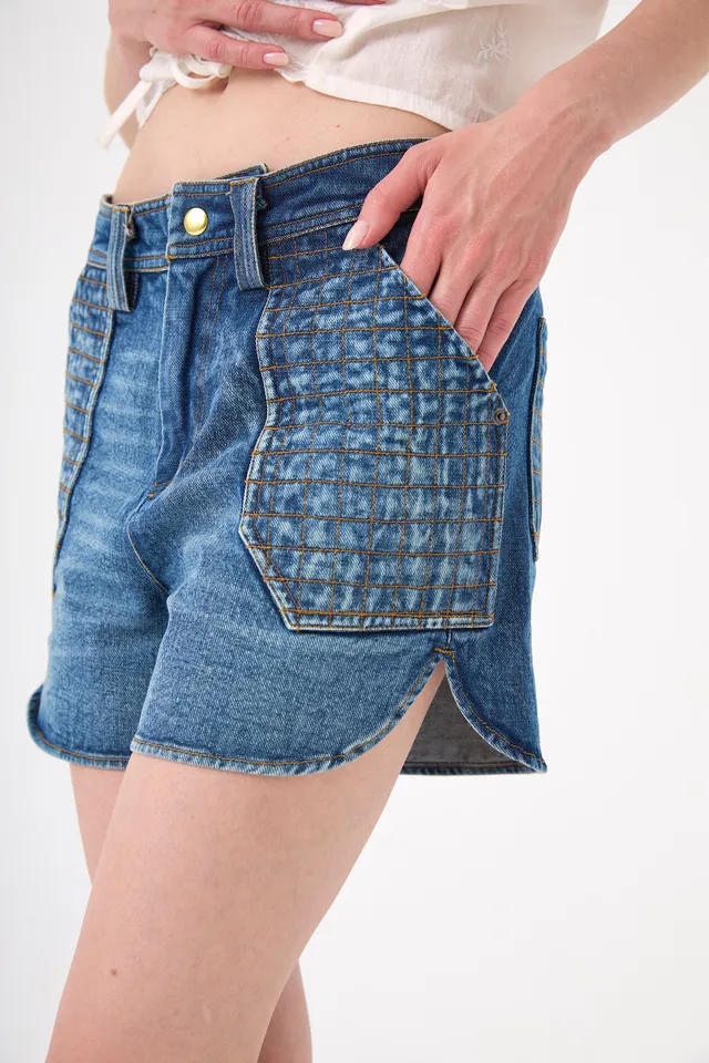 Chicosoleil Morrison short denim bleu poches
