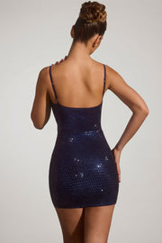 Oh Polly Ayleen Robe Mini Navy Strass Bodycon