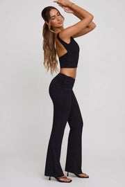Oh Polly Tops Wren crop top col montant noir