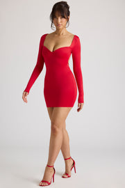 Oh Polly Demelza Robe Mini 8058 Rouge Feu Manches Longues