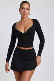 Oh Polly Solene Mini Skort Jupe-Short Noir Modal