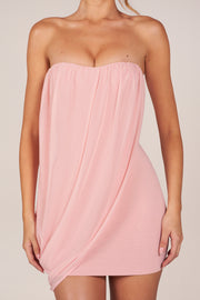 Oh Polly Dresses Alessandra Mini Robe Blush Pink Drapée