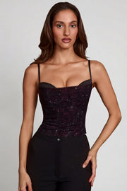 Oh Polly Armelia Top Violet Serpent à Strass