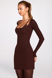 Oh Polly Caris Mini Robe Marron Dentelle Modal