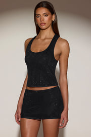 Oh Polly Embellished 14971A mini jupe noire strass