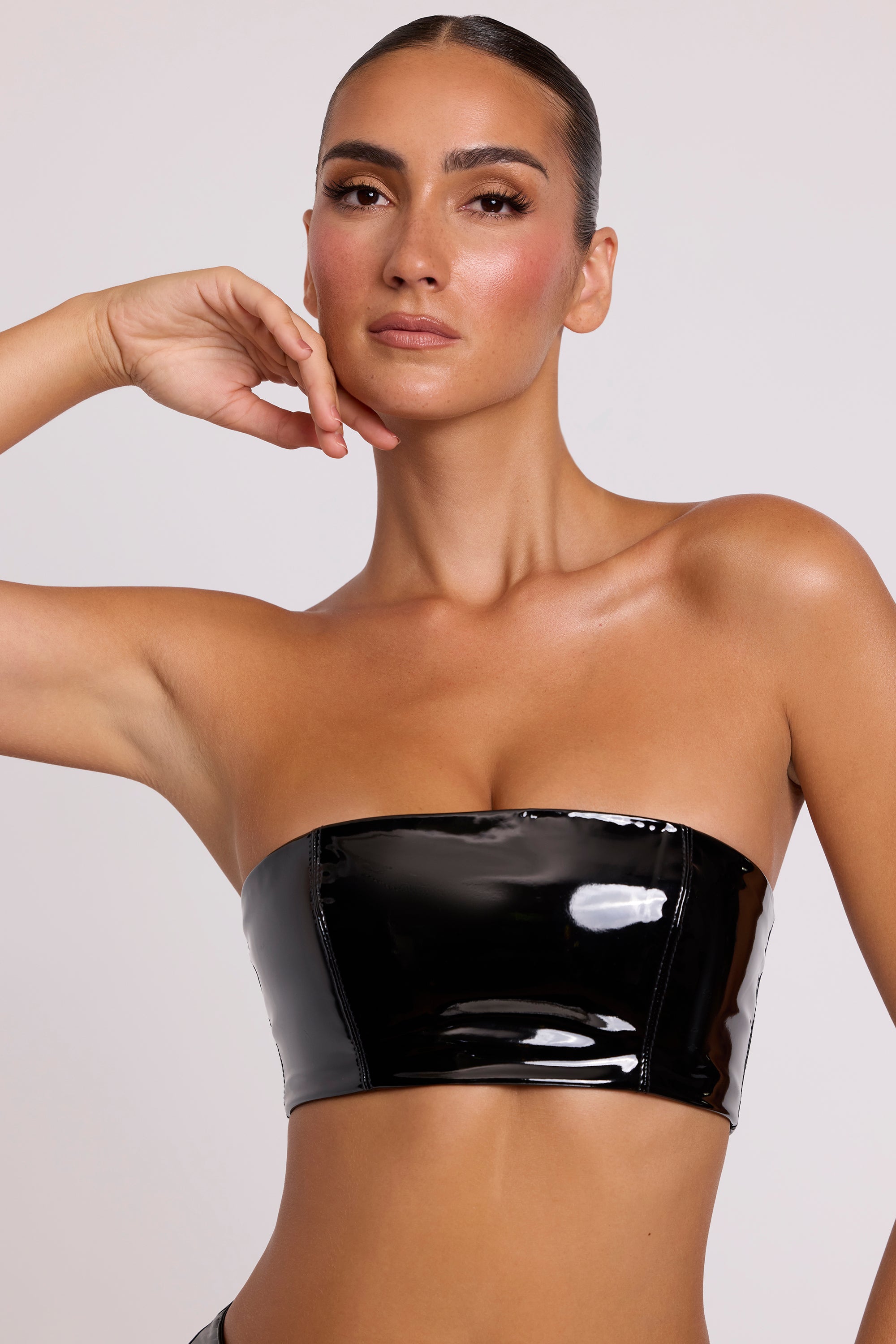 Oh Polly Tops Jadis top bandeau vinyle noir