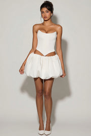 Oh Polly Marnie Mini Jupe Blanche Bubble Hem Satin + Short