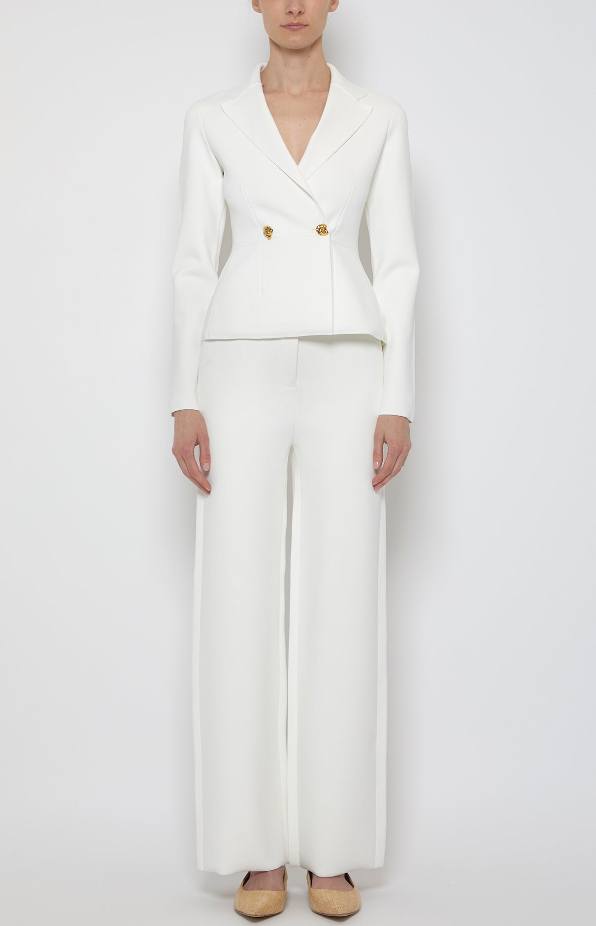 Prabal Gurung Knits Single Button blazer blanc cintré