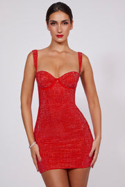 Oh Polly Ines robe mini corset fraise strass