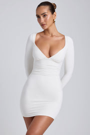 Oh Polly Sana 8477 robe mini blanche modal manches longues